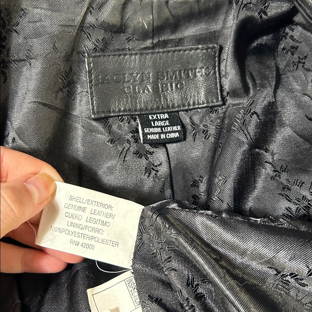 Vintage Y2K Black Oversized Genuine Leather Jacket XL - Picture 4 of 4